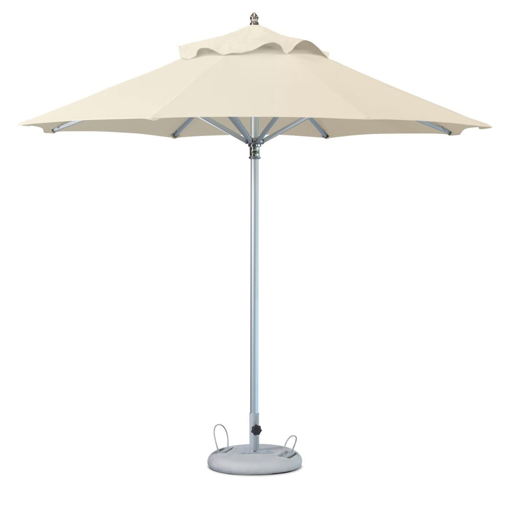 LuxxHomes  10' Ecru Polyester Round Market Patio Umbrella