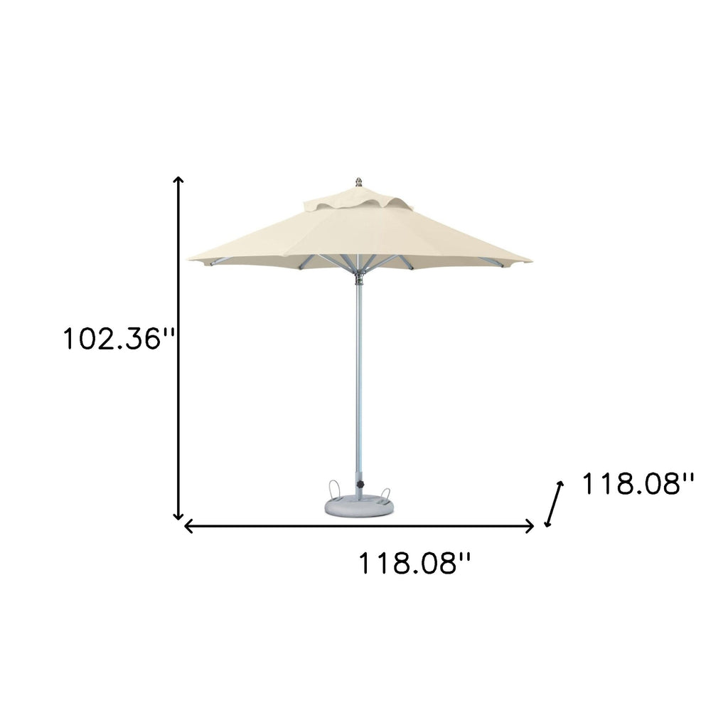 LuxxHomes  10' Ecru Polyester Round Market Patio Umbrella