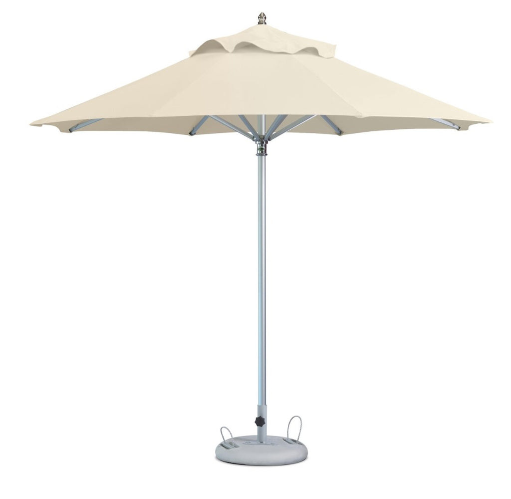 LuxxHomes  10' Ecru Polyester Round Market Patio Umbrella