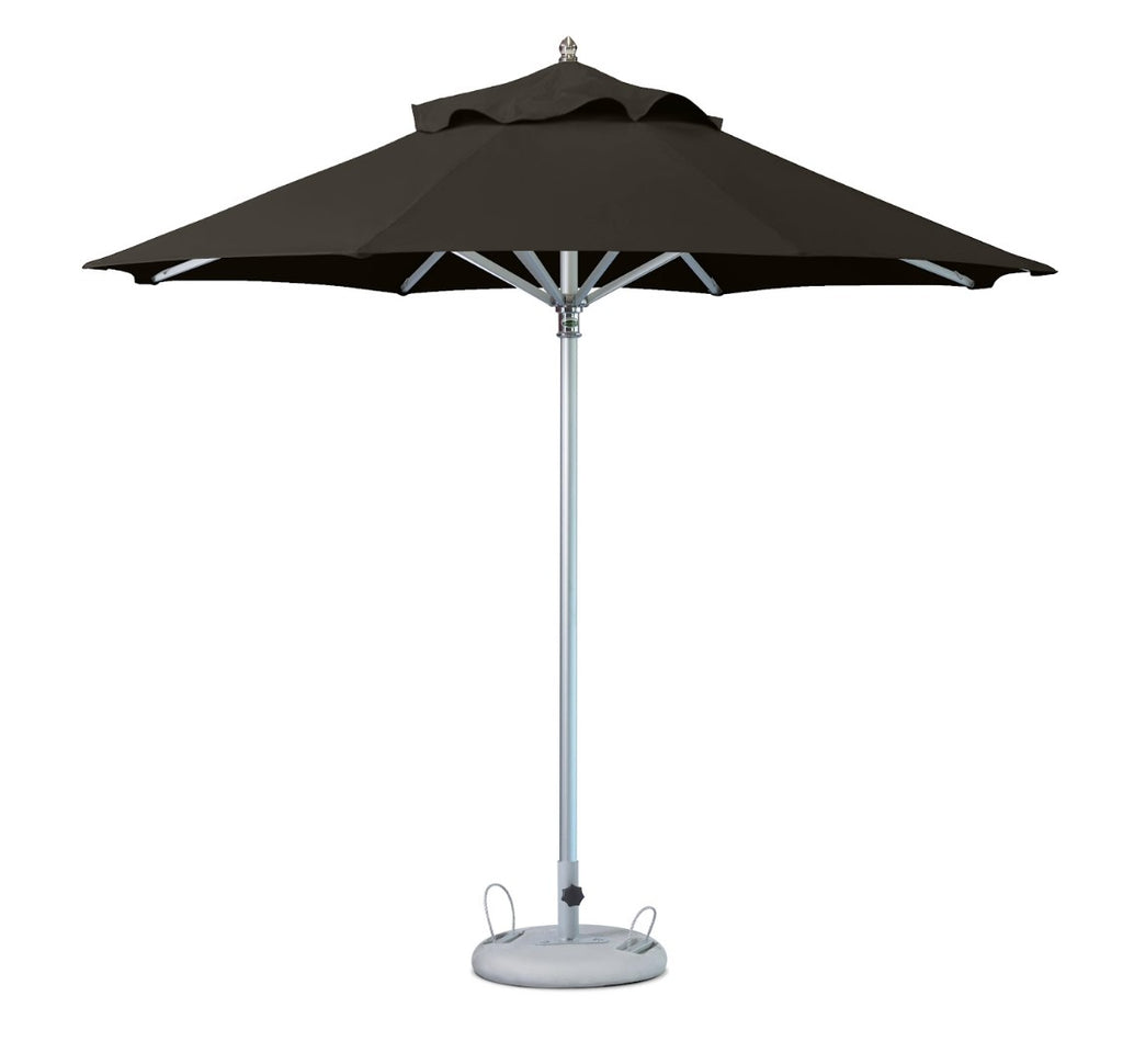 LuxxHomes  10' Black Polyester Round Market Patio Umbrella