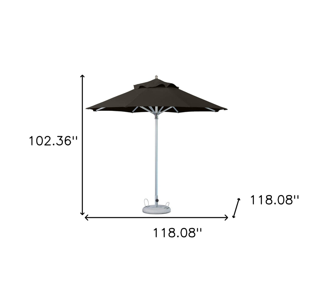 LuxxHomes  10' Black Polyester Round Market Patio Umbrella