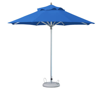 LuxxHomes  10' Blue Polyester Round Market Patio Umbrella