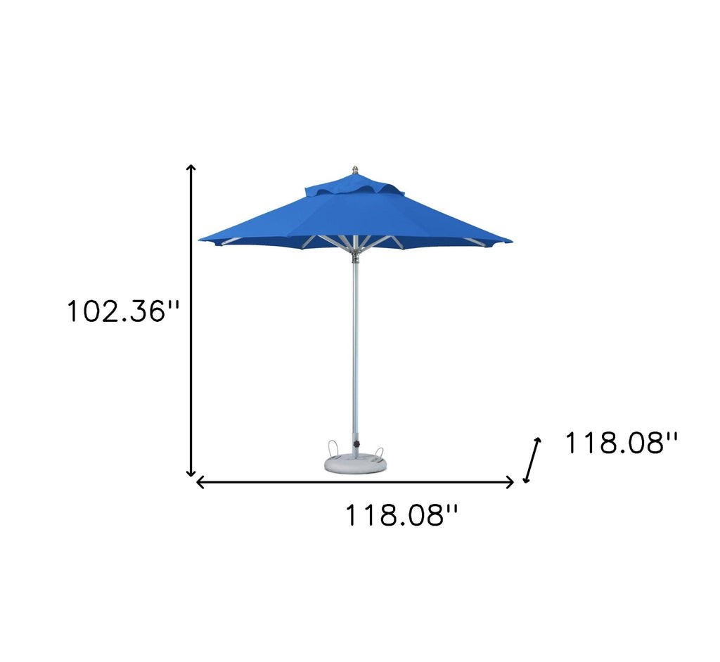 LuxxHomes  10' Blue Polyester Round Market Patio Umbrella