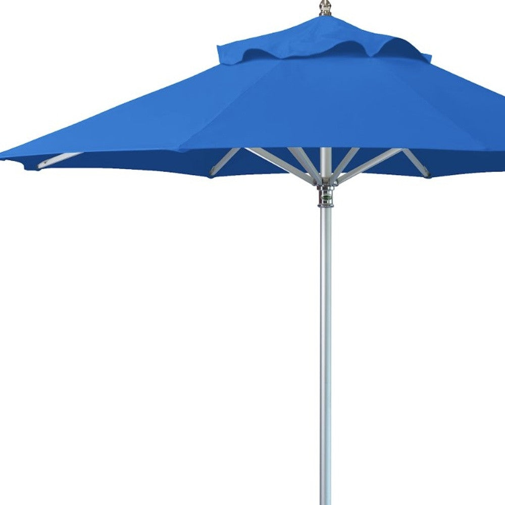 LuxxHomes  10' Blue Polyester Round Market Patio Umbrella