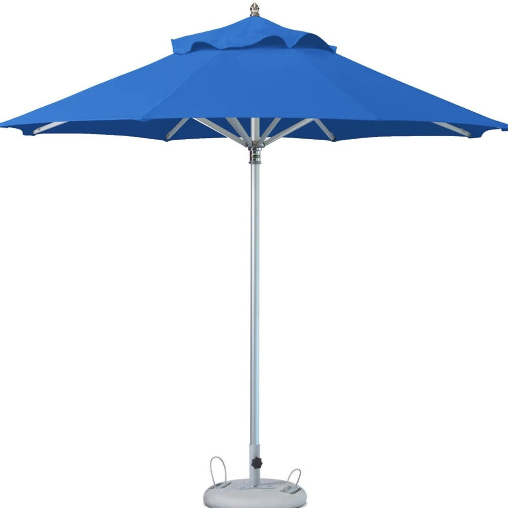 LuxxHomes  10' Blue Polyester Round Market Patio Umbrella