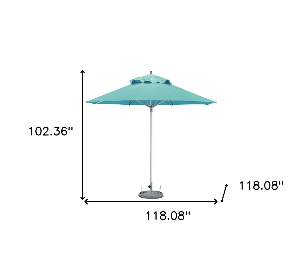 LuxxHomes  10' Aqua Polyester Round Market Patio Umbrella