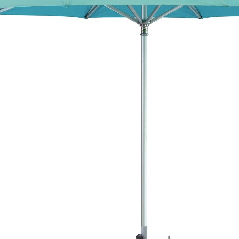 LuxxHomes  10' Aqua Polyester Round Market Patio Umbrella