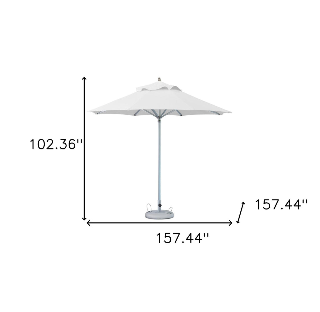 LuxxHomes  13' White Polyester Round Market Patio Umbrella