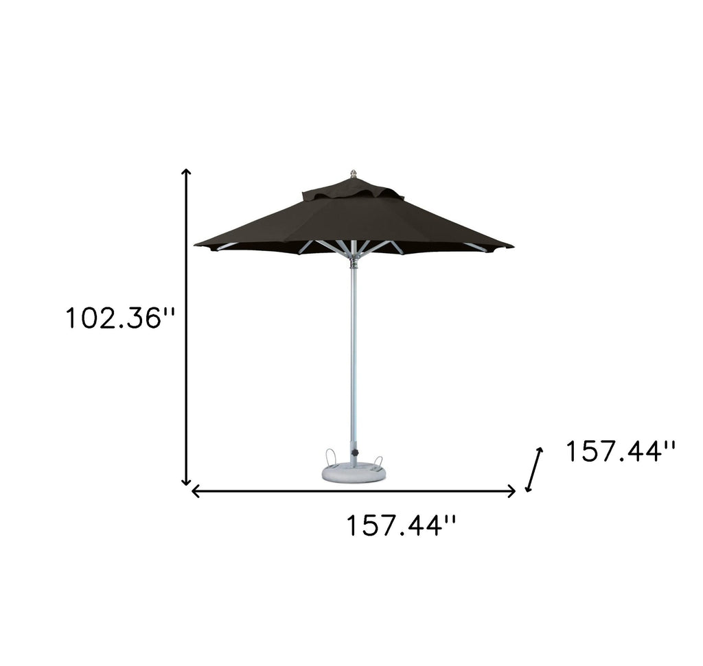 LuxxHomes  13' Black Polyester Round Market Patio Umbrella