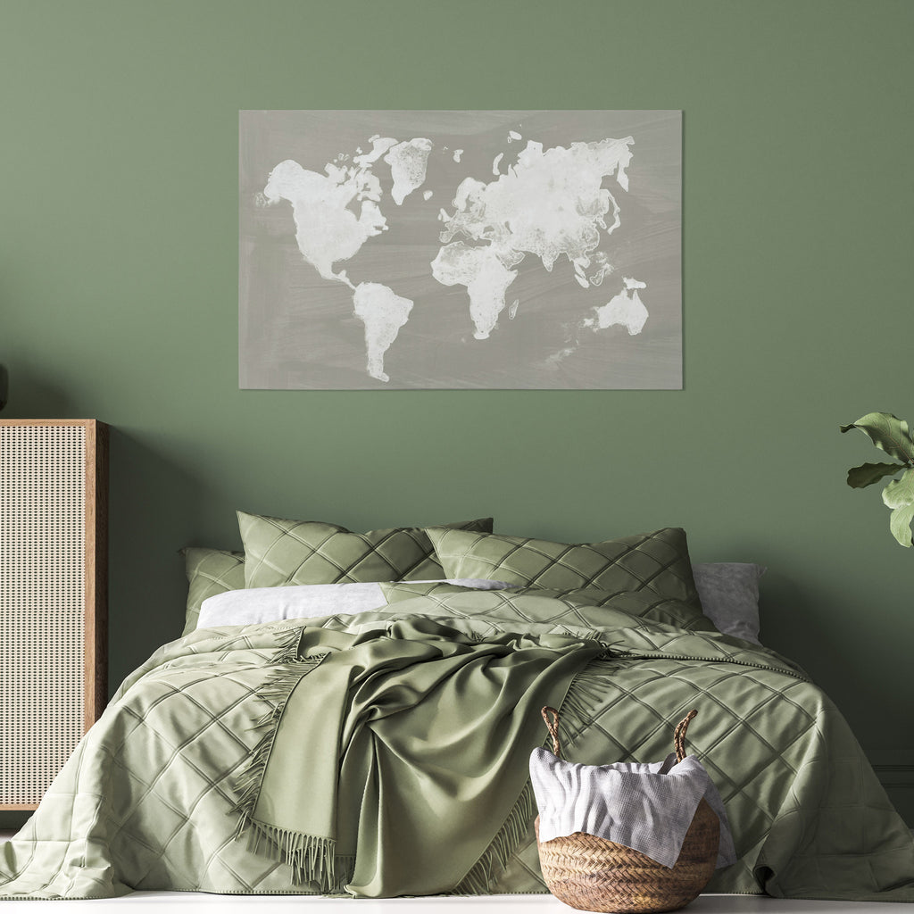 The World in Neutral Wrapped Canvas p-Oxybis(benzenesulfonyl hydrazide) Wall Art