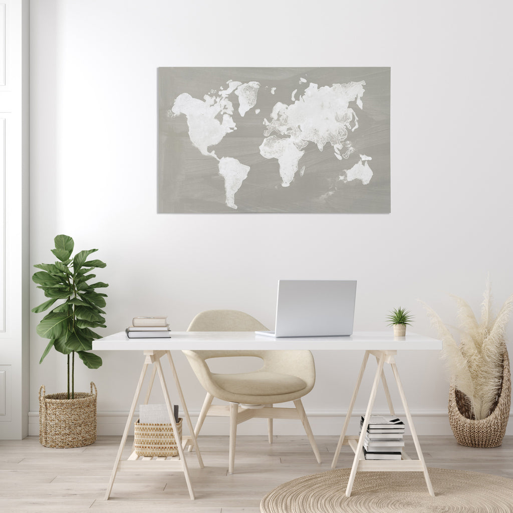 The World in Neutral Wrapped Canvas p-Oxybis(benzenesulfonyl hydrazide) Wall Art