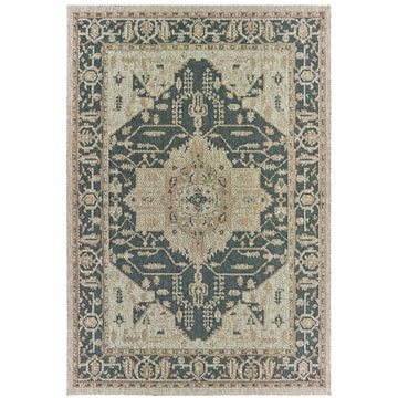 10' X 13' Gray Oriental Stain Resistant Indoor Outdoor Area Rug