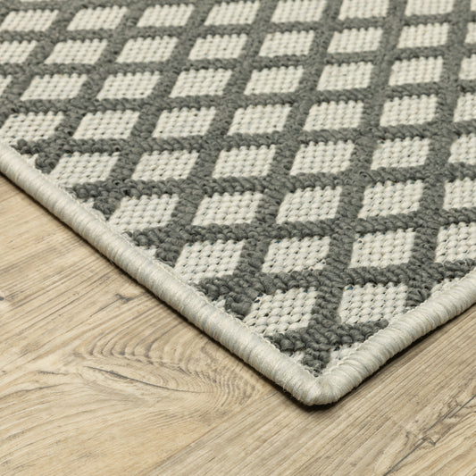 10' X 13' Beige Geometric Stain Resistant Indoor Outdoor Area Rug