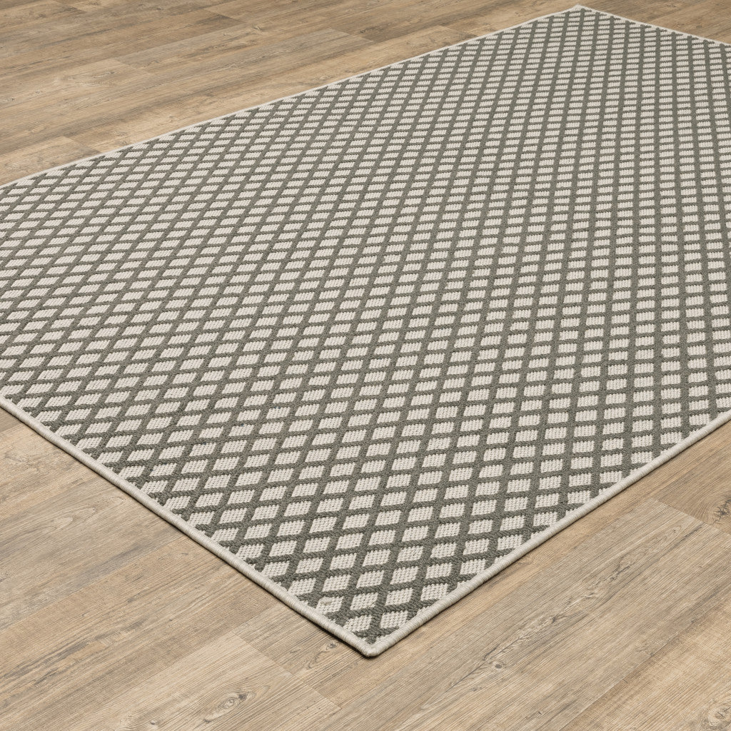 10' X 13' Beige Geometric Stain Resistant Indoor Outdoor Area Rug