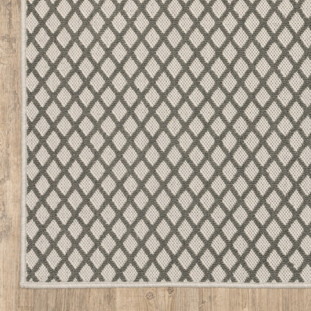 10' X 13' Beige Geometric Stain Resistant Indoor Outdoor Area Rug