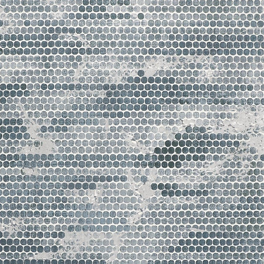 10' X 13' Blue And Gray Polka Dots Distressed Stain Resistant Area Rug