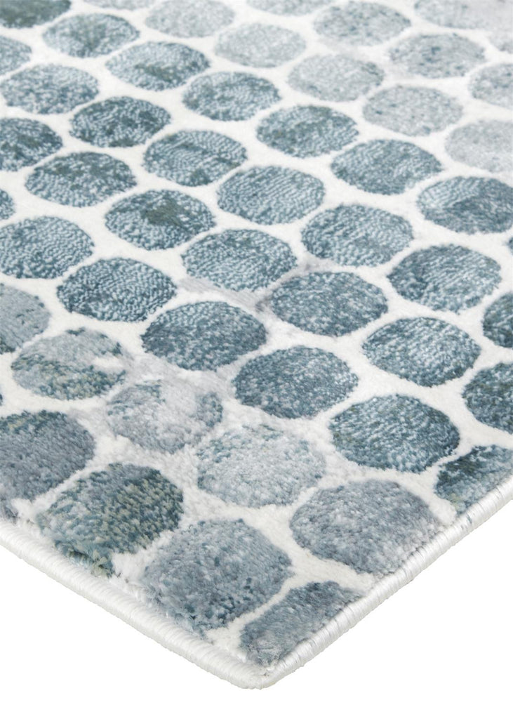 10' X 13' Blue And Gray Polka Dots Distressed Stain Resistant Area Rug