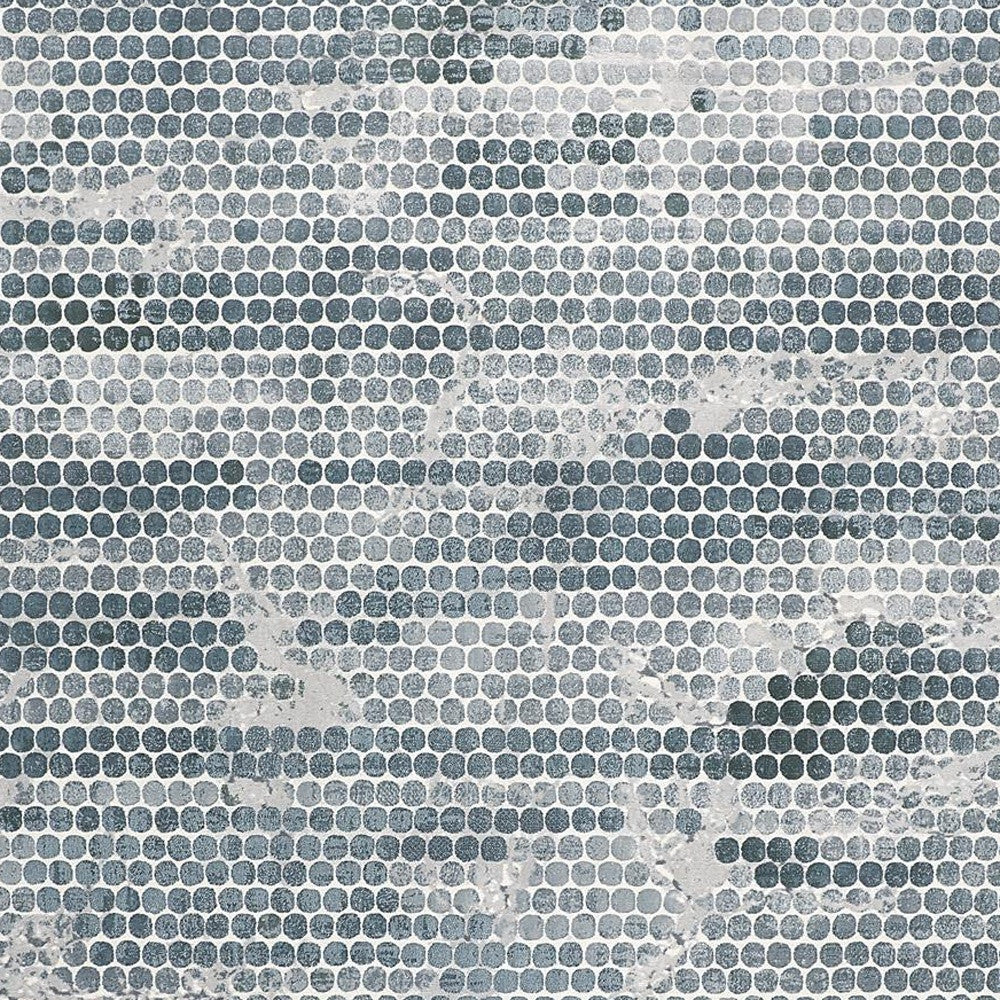 10' X 13' Blue And Gray Polka Dots Distressed Stain Resistant Area Rug