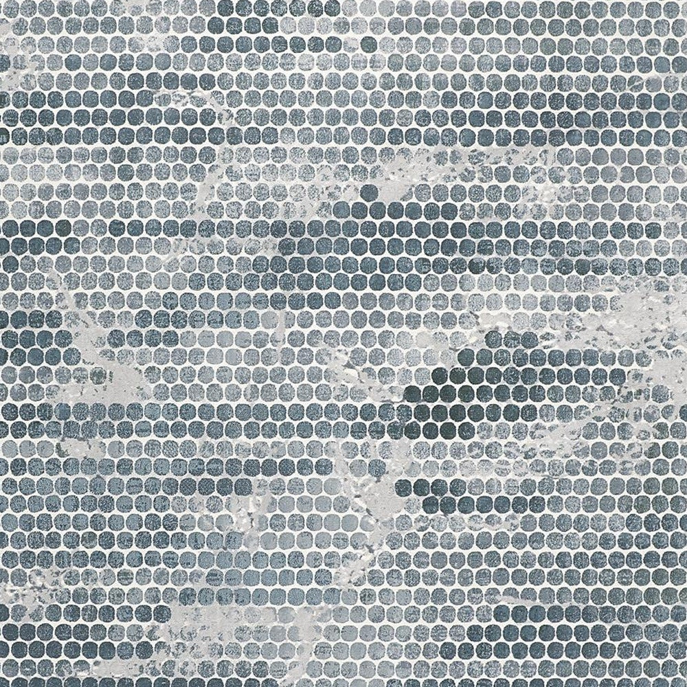 10' X 13' Blue And Gray Polka Dots Distressed Stain Resistant Area Rug