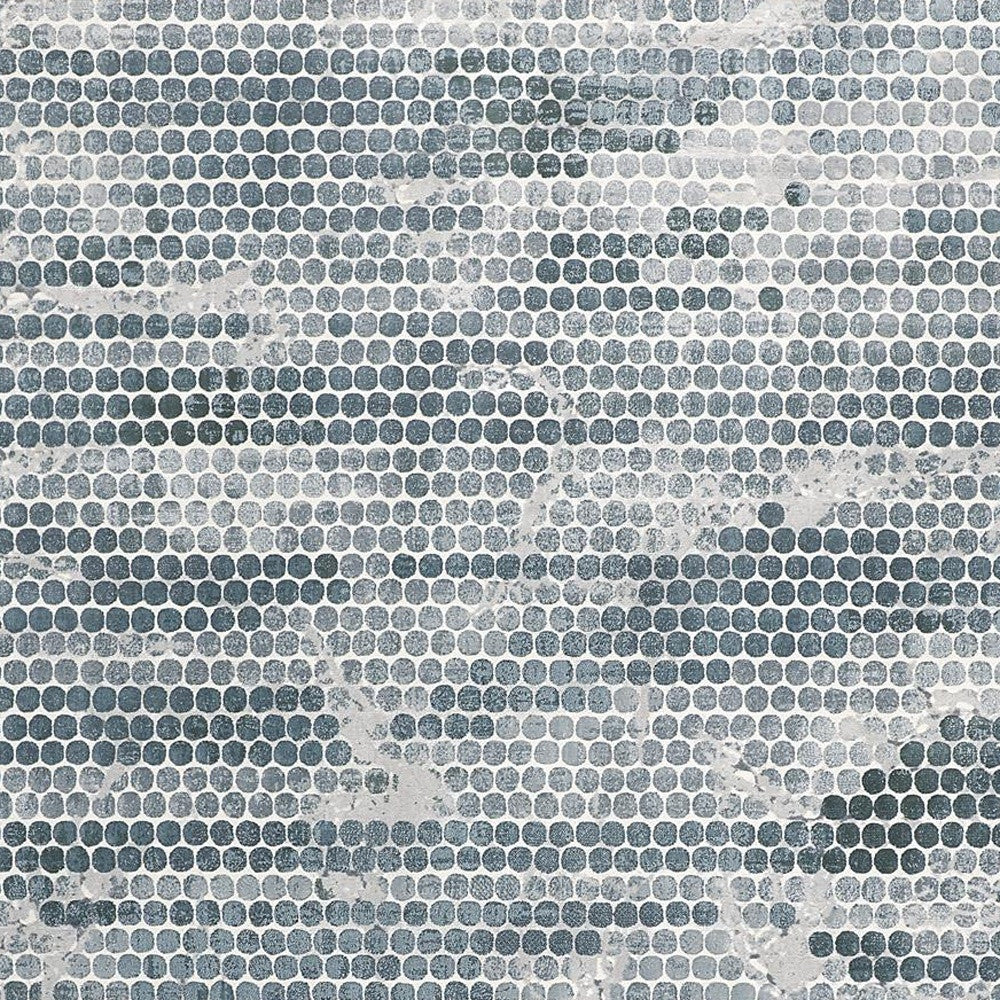 10' X 13' Blue And Gray Polka Dots Distressed Stain Resistant Area Rug