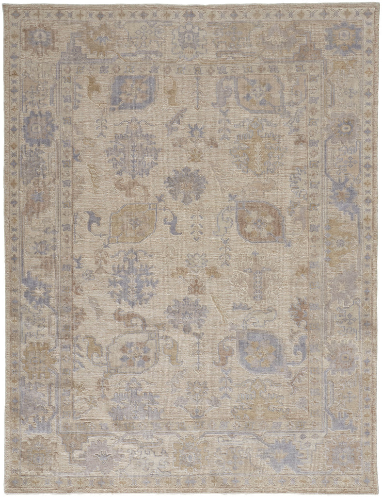 12' X 15' Beige and Blue Medallion Distressed Indoor Outdoor Area Rug