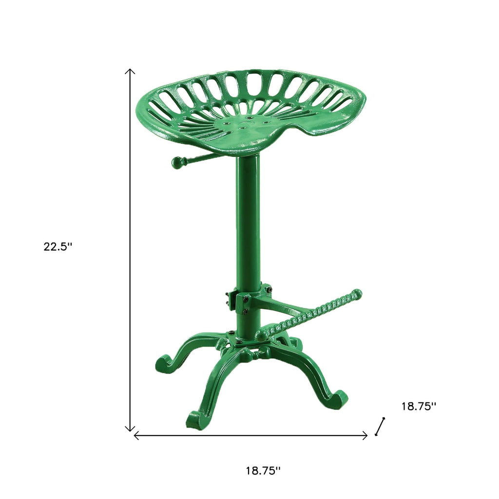 23" Green Iron Backless Adjustable Height Bar Chair