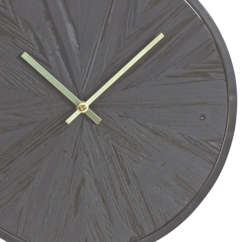 LuxxHomes  18" Circle Black Wood and Solid Wood Analog Wall Clock