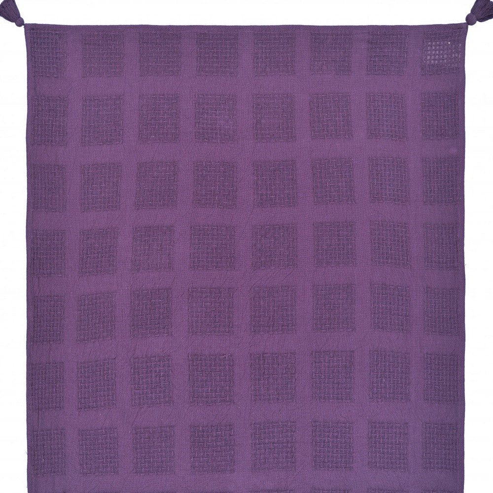 50" X 60" Purple Woven Cotton Throw Blanket with Tassels