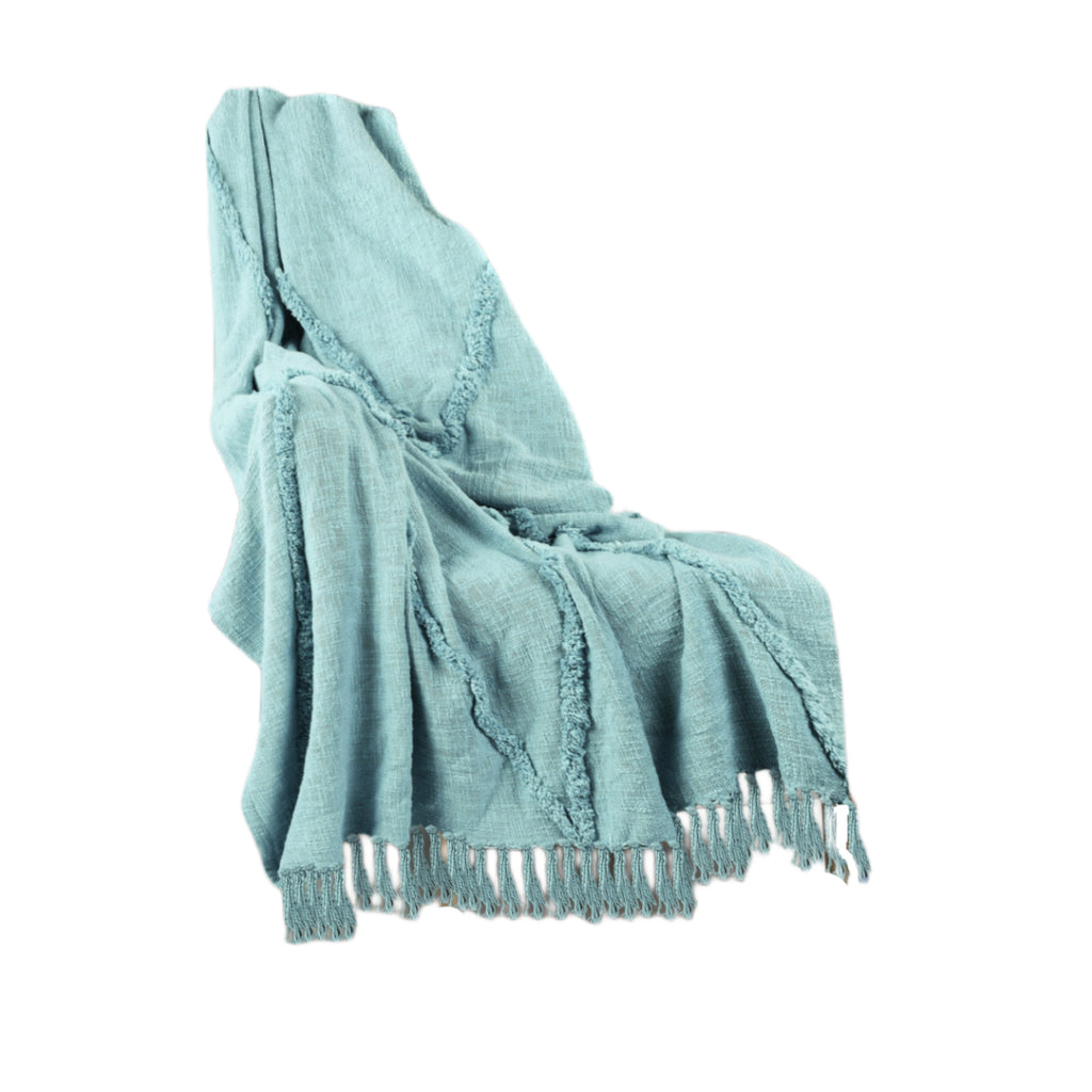 50" X 60" Gray Woven Cotton Throw Blanket with Fringe