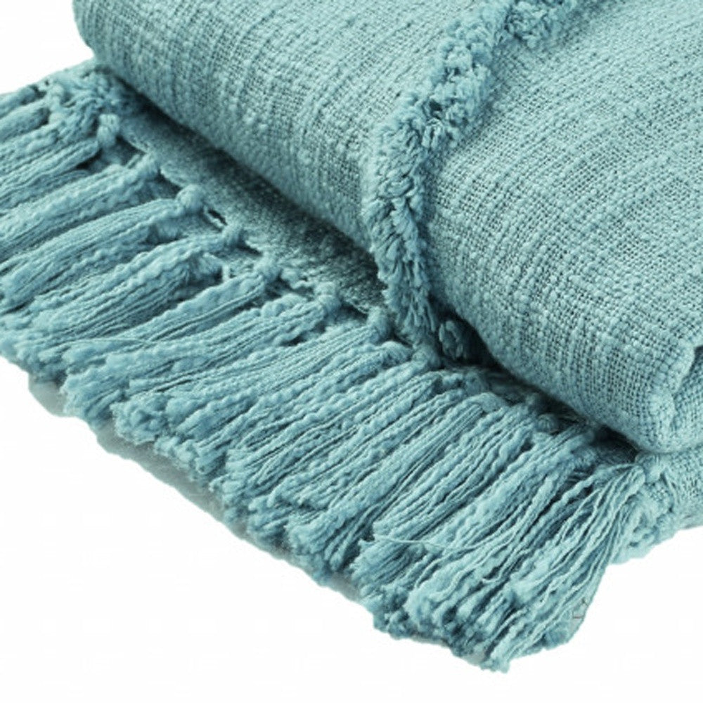 50" X 60" Gray Woven Cotton Throw Blanket with Fringe