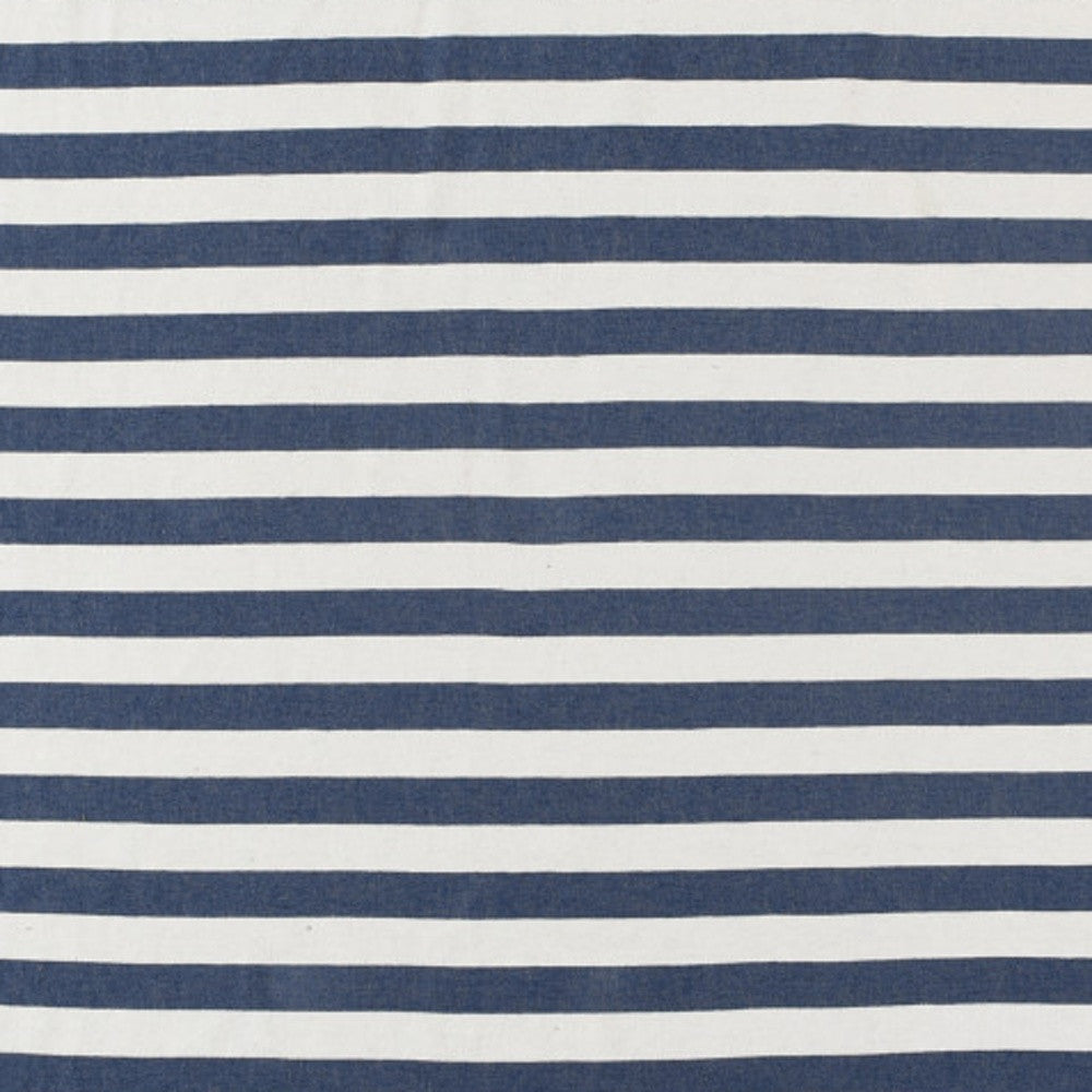 50" X 60" Blue and White Woven Cotton Striped Throw Blanket with Tassels