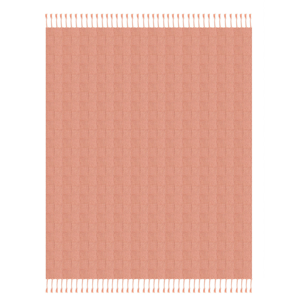 50" X 60" Pink Woven Cotton Throw Blanket with Fringe