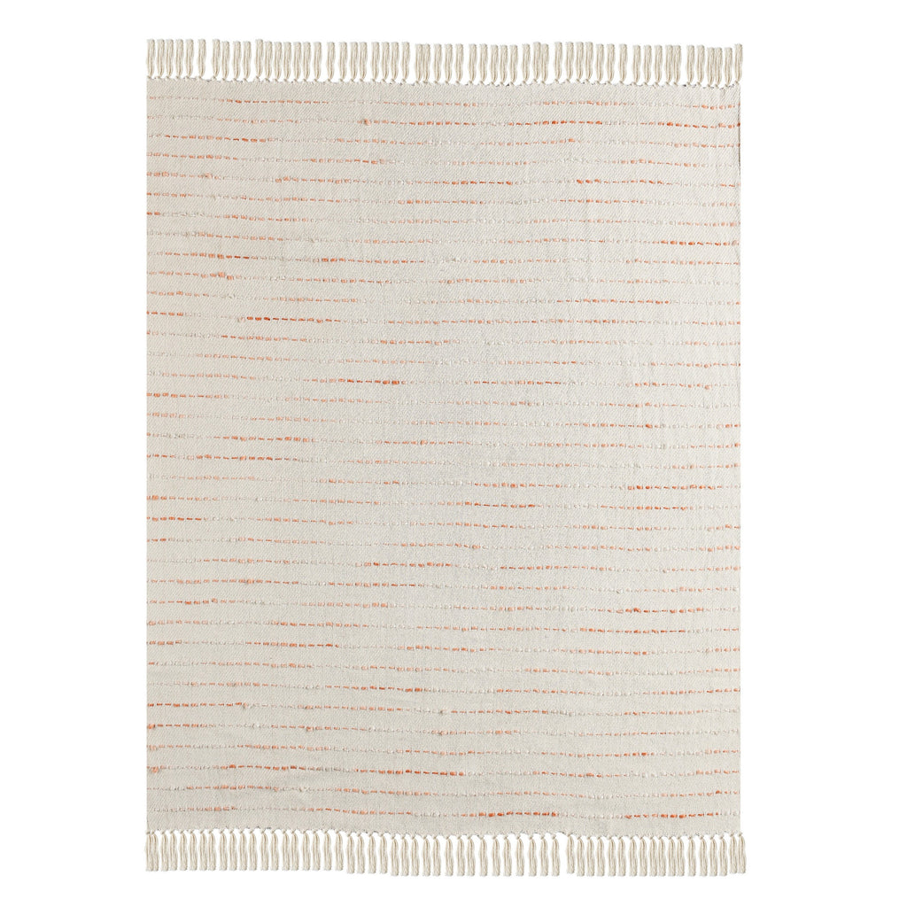 50" X 60" Cream Kantha Cotton Striped Throw Blanket with Embroidery