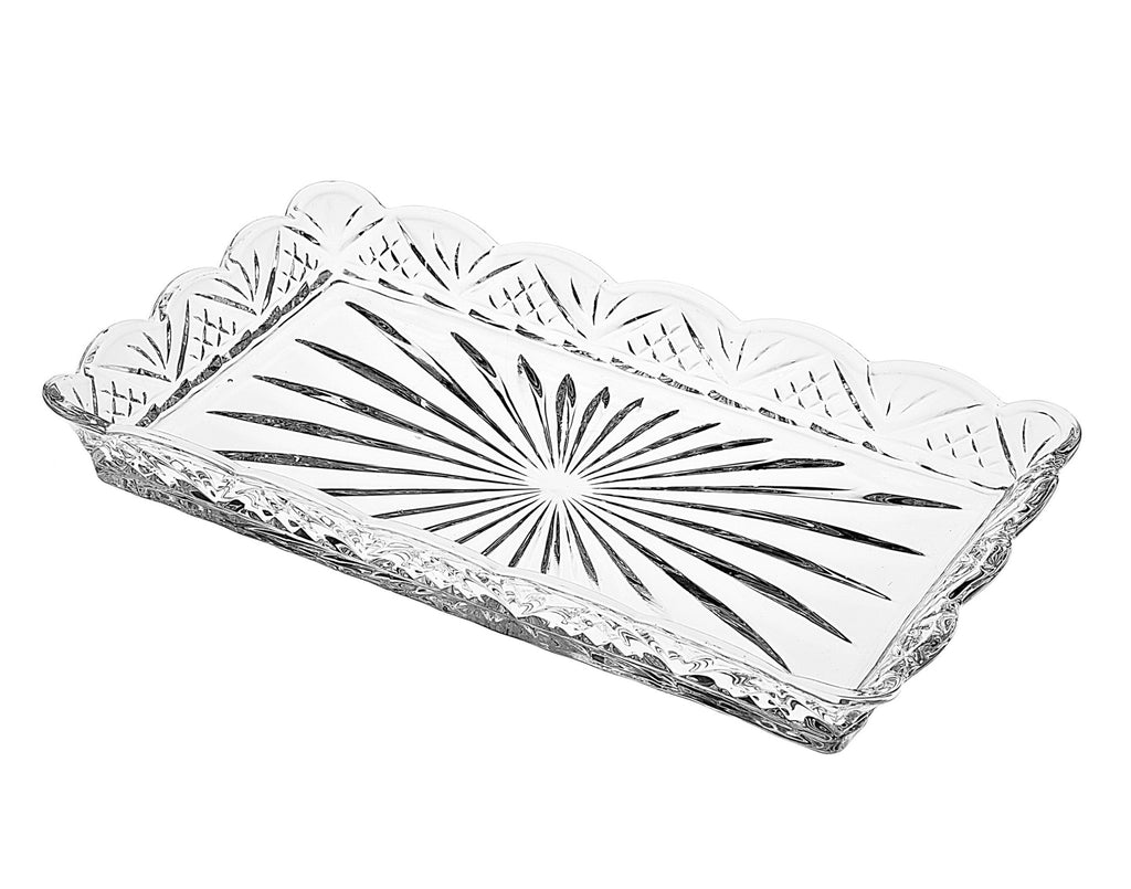 10" Clear Rectangular Cut Crystal Serving Tray