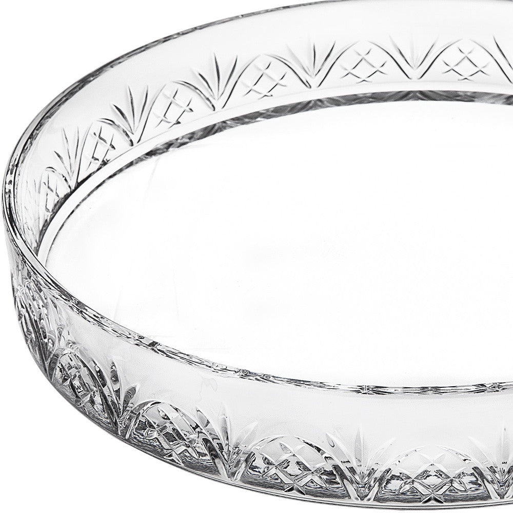 12" Clear Round Cut Crystal Serving Tray