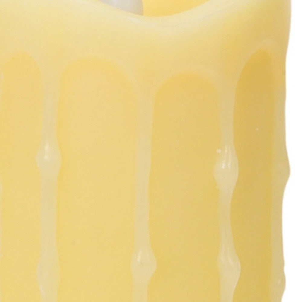 LuxxHomes  Set of Two Yellow Flameless Pillar Candles