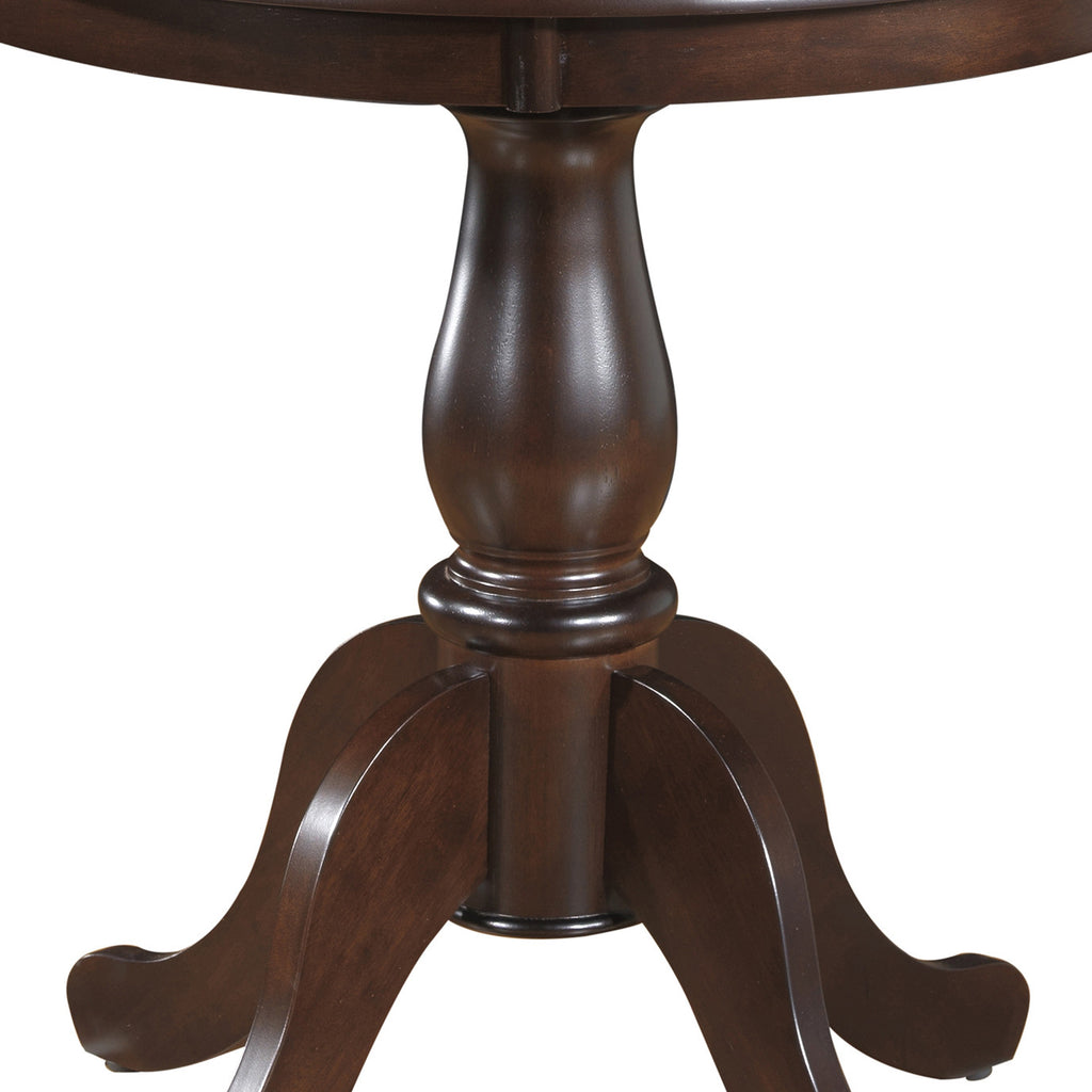 30" Espresso Rounded Solid Manufactured Wood And Solid Wood Pedestal Base Dining Table