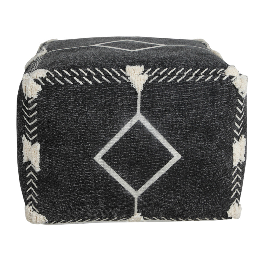 18" Black 100% Cotton Ottoman