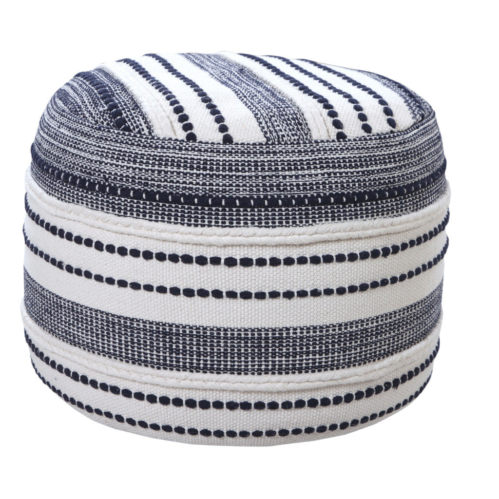 18" Blue 100% Cotton Ottoman