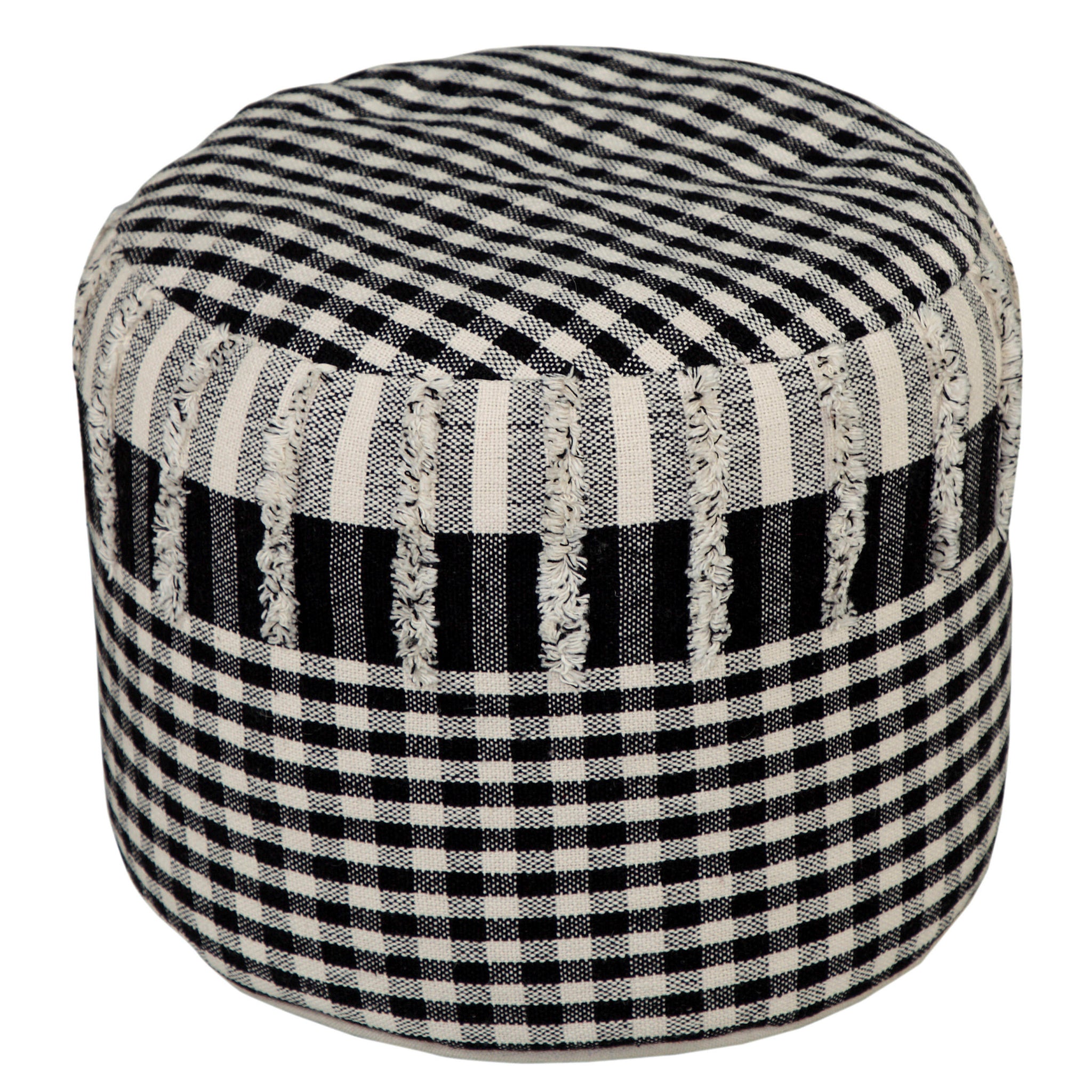 18" Black 100% Cotton Ottoman