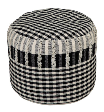 18" Black 100% Cotton Ottoman