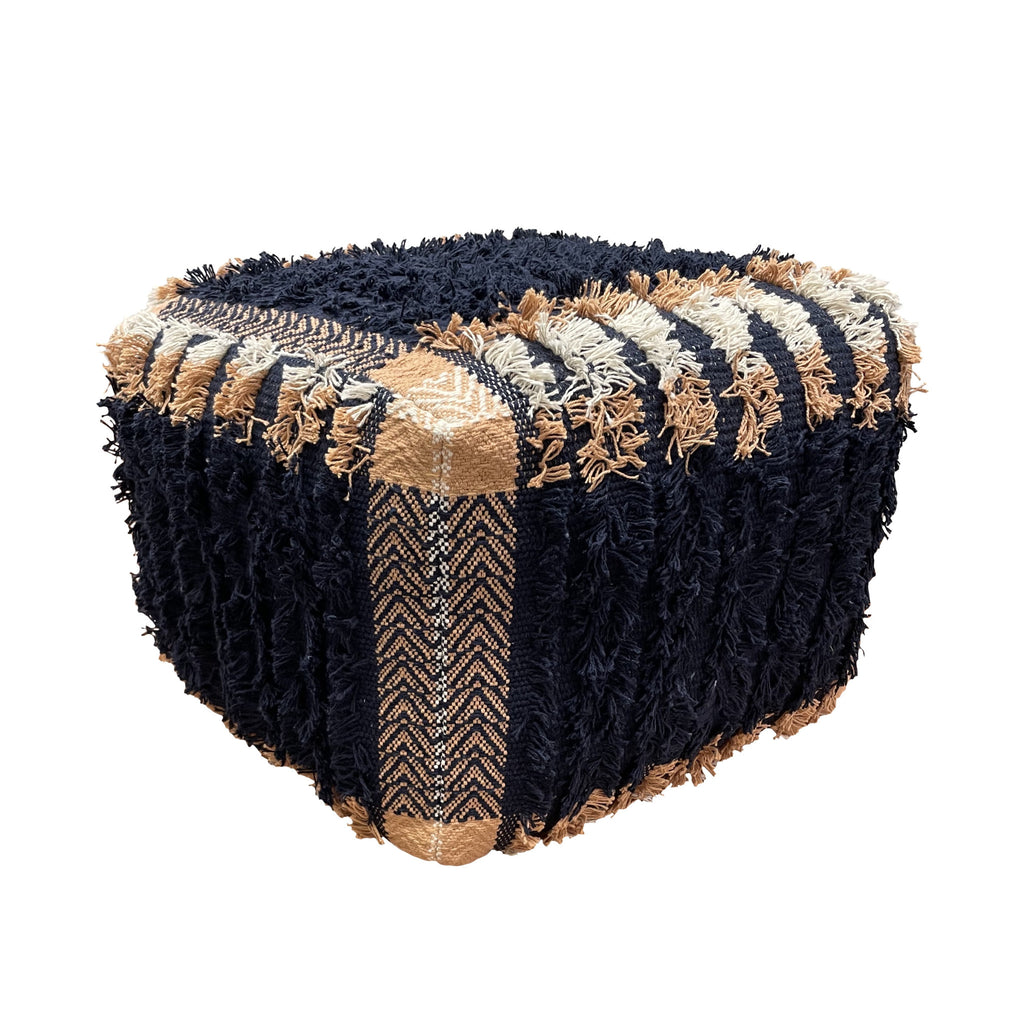 18" Blue 100% Cotton Ottoman