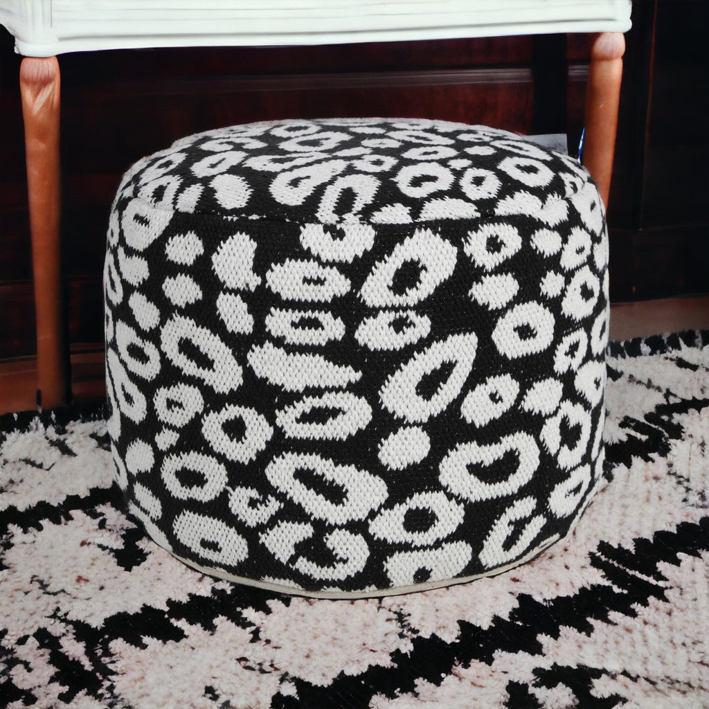 18" Black Cotton Blend Ottoman