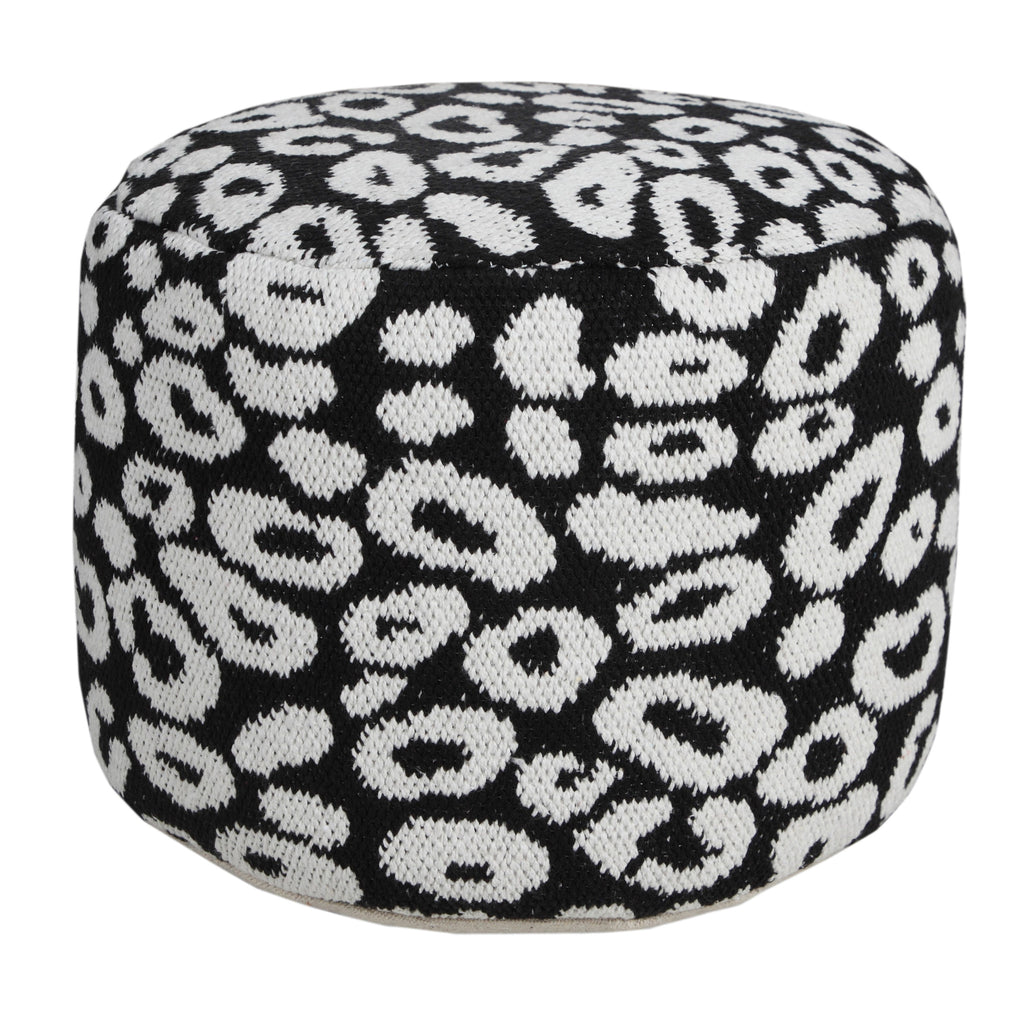 18" Black Cotton Blend Ottoman