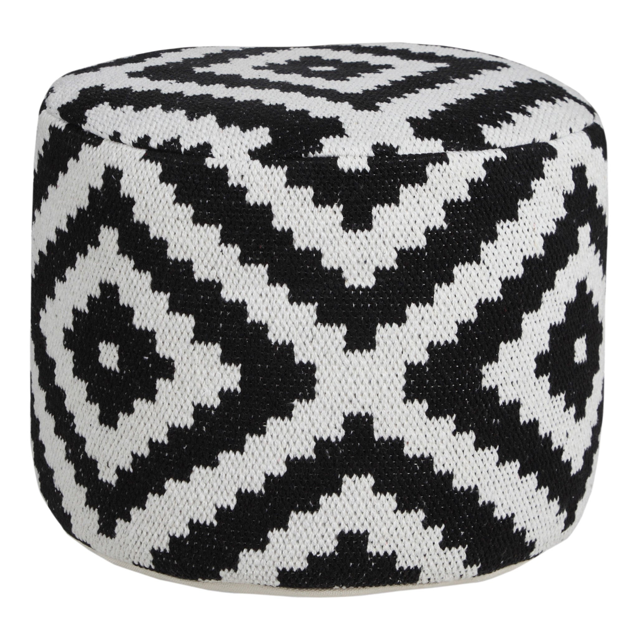 18" Black Cotton Blend Ottoman