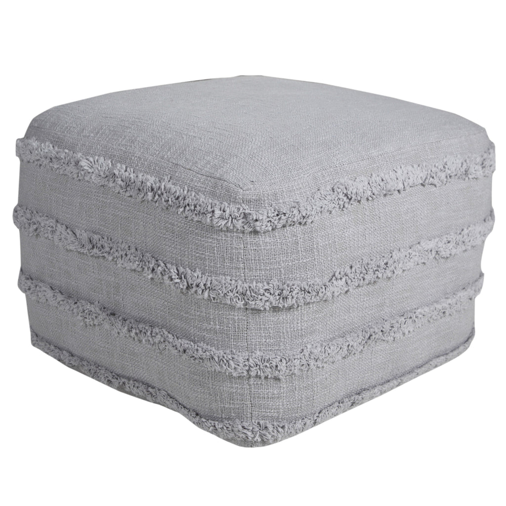 18" Gray 100% Cotton Ottoman