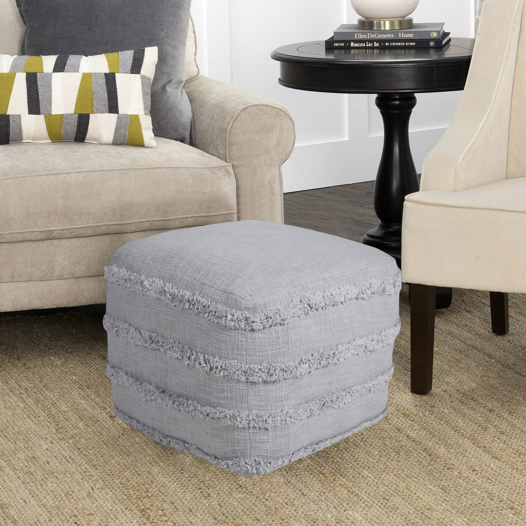 18" Gray 100% Cotton Ottoman