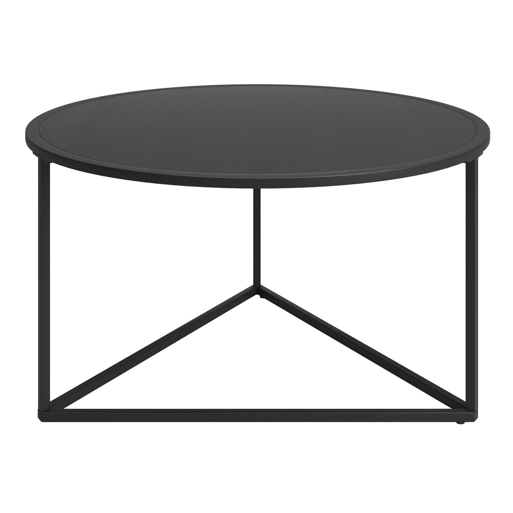 33" Black Steel Round Coffee Table