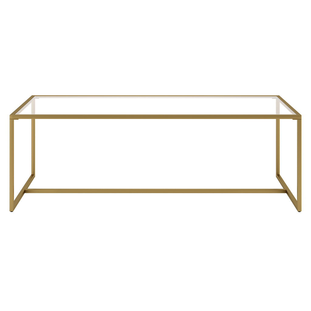 47" Gold Glass And Steel Coffee Table