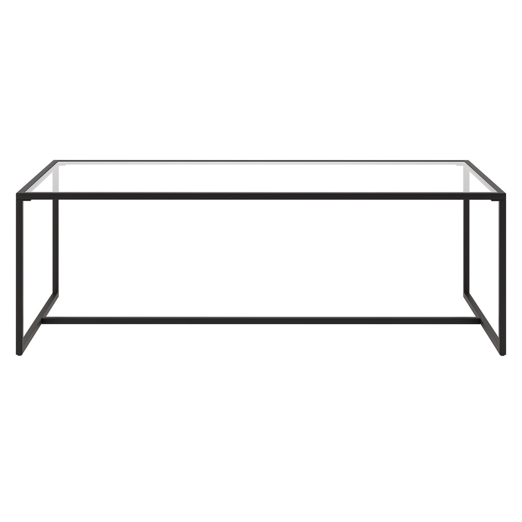 47" Black Glass And Steel Coffee Table